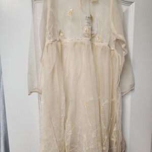 Cornelloki Sheer Cream Embroidered Dress, New With Tags Size 3/4
